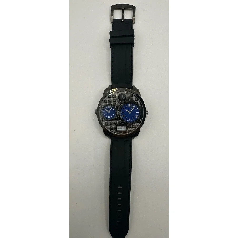 Bernoulli Watch 9798 Mens Dual Time New Batteries 54MM 9.5
